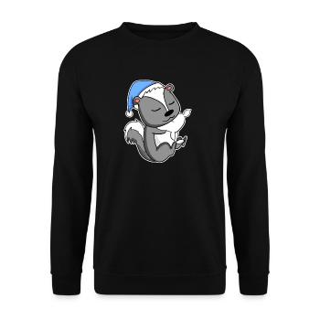 Skunk with pillow and sleepy cap - Unisex Sweatshirt - black - Front - Alina (178cm) & Michal (187cm)