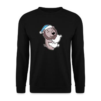 Lion with pillow and sleepy cap - Unisex Sweatshirt - black - Front - Alina (178cm) & Michal (187cm)