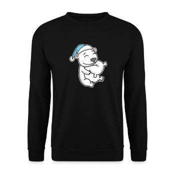 Polar bear with pillow and sleepy cap - Unisex Sweatshirt - black - Front - Alina (178cm) & Michal (187cm)