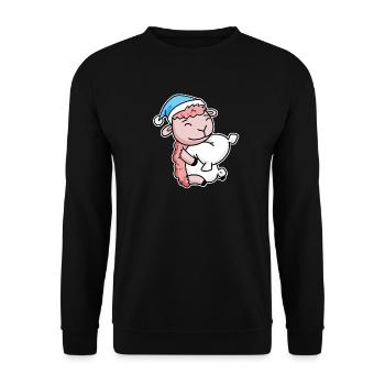 Sheep with pillow and sleepy cap - Unisex Sweatshirt - black - Front - Alina (178cm) & Michal (187cm)