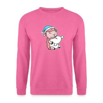 Mouton avec oreiller et bonnet somnolent - Sweat-shirt Unisexe - rose - Devant