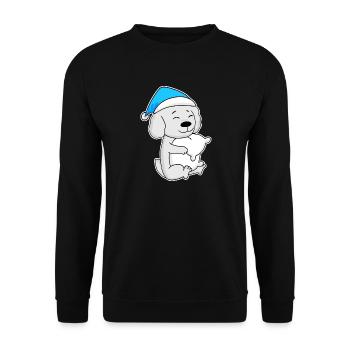 Malteser Schlafen Müdigkeit Hund - Unisex Pullover - Schwarz - Vorne - Alina (178cm) & Michal (187cm)