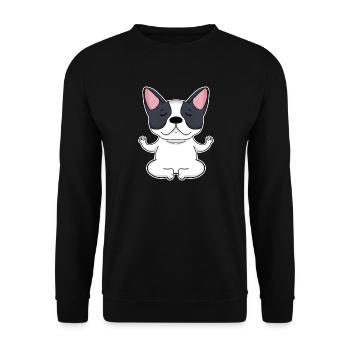 Yoga - Motif de chien bouledogue français - Sweat-shirt Unisexe - noir - Devant - Alina (178cm) & Michal (187cm)
