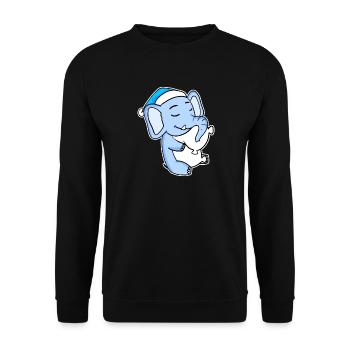 Éléphant avec oreiller et bonnet somnolent - Sweat-shirt Unisexe - noir - Devant - Alina (178cm) & Michal (187cm)