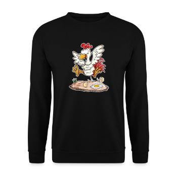 Lustiges Huhn - Landwirt Landwirte Huhn Hühner - Unisex Pullover - Schwarz - Vorne - Alina (178cm) & Michal (187cm)