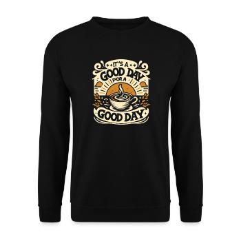 Guter Tag Kaffeezauber Motiv - Unisex Pullover - Schwarz - Vorne - Alina (178cm) & Michal (187cm)