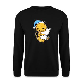 Cheetah with pillow and nightcap - Unisex Sweatshirt - black - Front - Alina (178cm) & Michal (187cm)