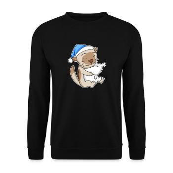 Sleeping Tired - Cat with Pillow and Sleepy Cap - Unisex Sweatshirt - black - Front - Alina (178cm) & Michal (187cm)