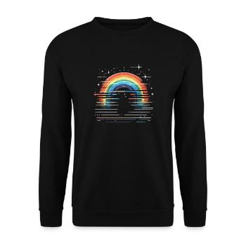 Regenbogen Stern Glitzer - Unisex Pullover - Schwarz - Vorne - Alina (178cm) & Michal (187cm)