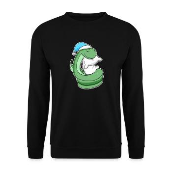 Snake with pillow and sleepy cap - Unisex Sweatshirt - black - Front - Alina (178cm) & Michal (187cm)