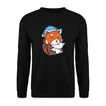 Western Little Panda with Pillow and Sleeping Hat - Unisex Sweatshirt - black - Front - Alina (178cm) & Michal (187cm)