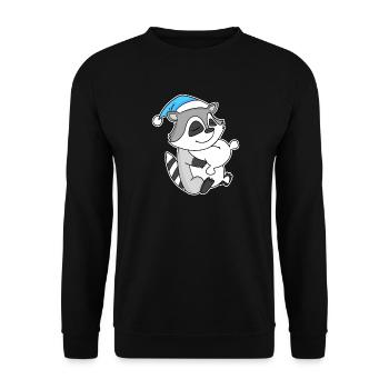 Raccoon with pillow and sleepy cap - Unisex Sweatshirt - black - Front - Alina (178cm) & Michal (187cm)