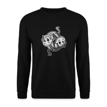 Yin Yang Zeichen Affe - Unisex Pullover - Schwarz - Vorne - Alina (178cm) & Michal (187cm)