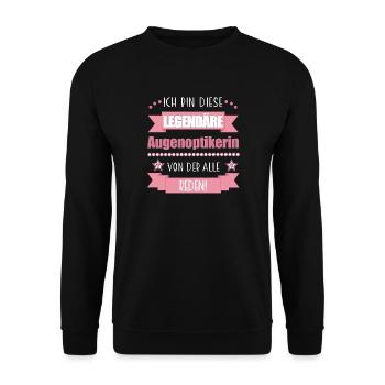 Lustiger Spruch für Augenoptikerin – Geschenkidee - Unisex Pullover - Schwarz - Vorne - Alina (178cm) & Michal (187cm)
