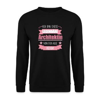 Lustiger Spruch für Architektin – Geschenkidee - Unisex Pullover - Schwarz - Vorne - Alina (178cm) & Michal (187cm)
