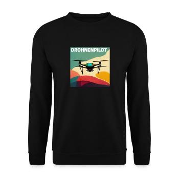 Drohnenpilot Retro-Poster - Unisex Pullover - Schwarz - Vorne - Alina (178cm) & Michal (187cm)