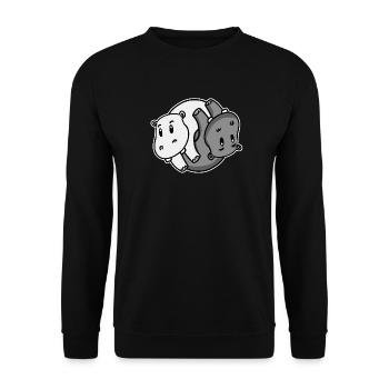 Yin Yang Hippopotamus - Unisex Sweatshirt - black - Front - Alina (178cm) & Michal (187cm)