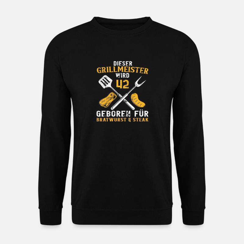 Lustig Grillen Griller 42 Geburtstag Spruch - Unisex Pullover - Schwarz