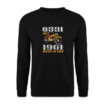 Ossi Ostdeutschland DDR 1961 Geburtstag Spruch - Unisex Pullover - Schwarz - Vorne - Alina (178cm) & Michal (187cm)