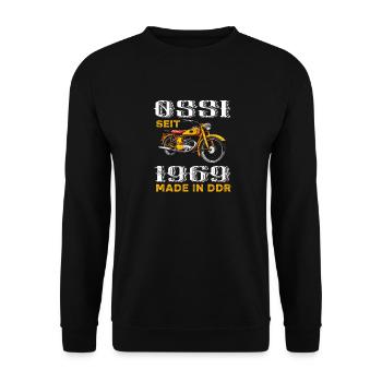 Ossi DDR Ostdeutschland Geburtstag 1969 Spruch - Unisex Pullover - Schwarz - Vorne - Alina (178cm) & Michal (187cm)