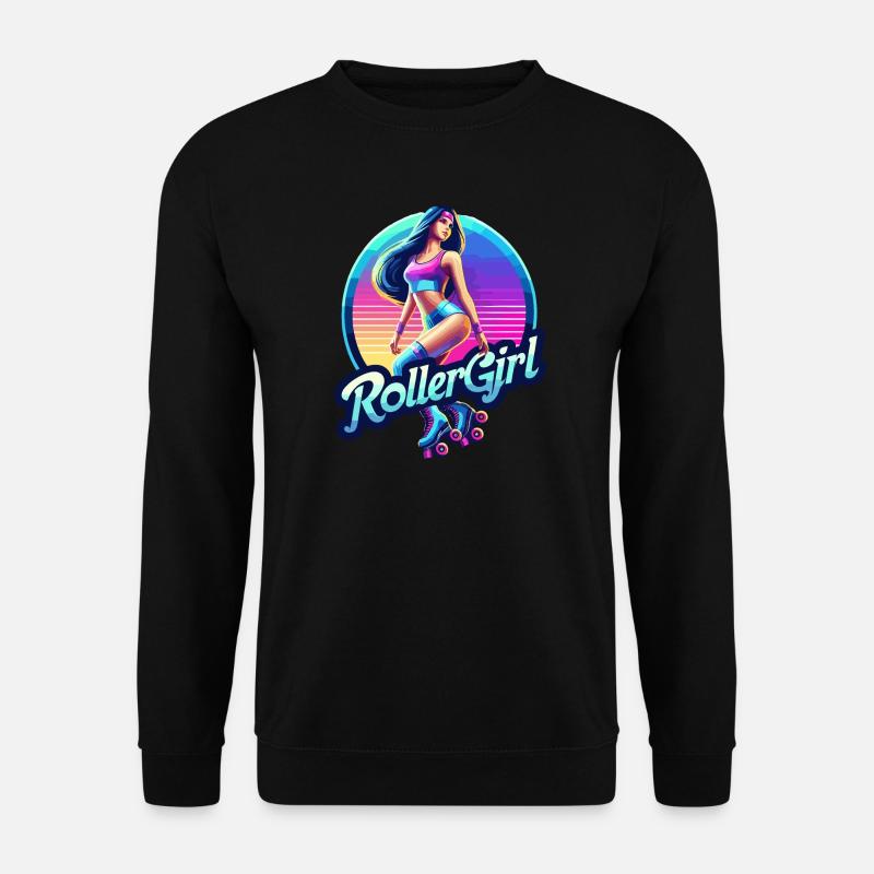 Lebendige Retro-Roller-Mädchen-Illustration - Unisex Pullover - Schwarz