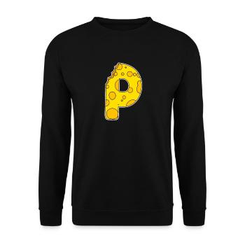Letter P - Initial Letter P - Cheese Motif - Unisex Sweatshirt - black - Front - Alina (178cm) & Michal (187cm)