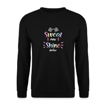 Schweiß jetzt glänzt später Fitnessstudio-Design - Unisex Pullover - Schwarz - Vorne - Alina (178cm) & Michal (187cm)