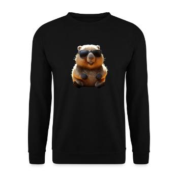 Wombat mit Sonnenbrille Australien Süße Wombats - Unisex Pullover - Schwarz - Vorne - Alina (178cm) & Michal (187cm)