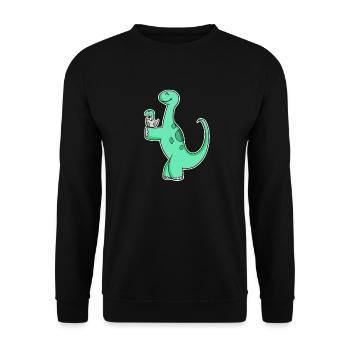 Dinosaure avec bébé dinosaure - Motif Dino - Sweat-shirt Unisexe - noir - Devant - Alina (178cm) & Michal (187cm)