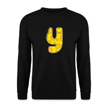 Letter Y - Initial Letter Y - Cheese Motif - Unisex Sweatshirt - black - Front - Alina (178cm) & Michal (187cm)