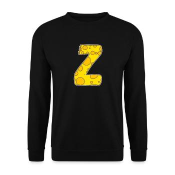 Lettre Z - Lettre initiale Z - Motif fromage - Sweat-shirt Unisexe - noir - Devant - Alina (178cm) & Michal (187cm)