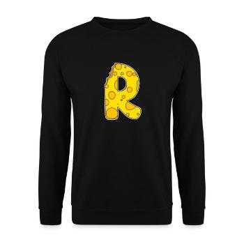 Letter R - Initial Letter R - Cheese Motif - Unisex Sweatshirt - black - Front - Alina (178cm) & Michal (187cm)