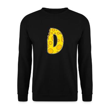Letter D - Initial Letter D - Cheese Motif - Unisex Sweatshirt - black - Front - Alina (178cm) & Michal (187cm)