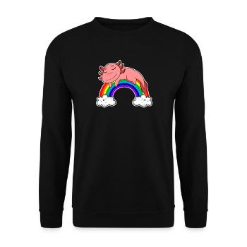 Axolotl Motif Kids Rainbow Sleeping - Unisex Sweatshirt - black - Front - Alina (178cm) & Michal (187cm)