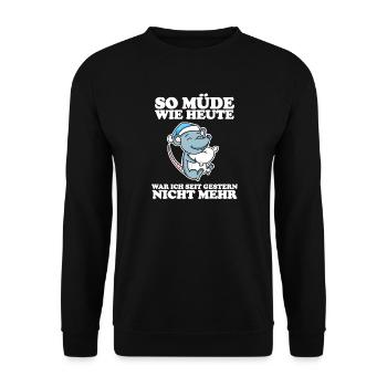 Ausschlafen Müde Spruch lustig Schlafen - Maus - Unisex Pullover - Schwarz - Vorne - Alina (178cm) & Michal (187cm)