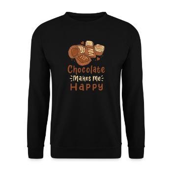 Schokolade Pralinen - Unisex Pullover - Schwarz - Vorne - Alina (178cm) & Michal (187cm)