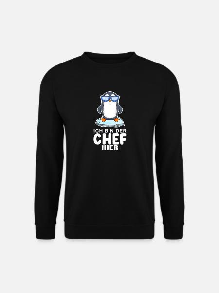 Chef Spruch Anführer Pinguin Motiv - Unisex Pullover - Schwarz