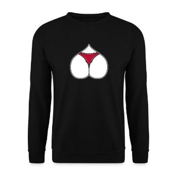 Arsch Herz Liebe - Unisex Pullover - Schwarz - Vorne - Alina (178cm) & Michal (187cm)