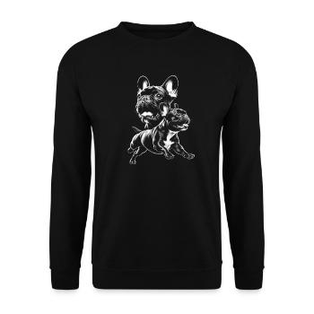 Cute French Bulldog as a Cool Portrait - Unisex Sweatshirt - black - Front - Alina (178cm) & Michal (187cm)