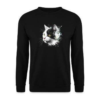 Cool cat head with colorful paint splashes - Unisex Sweatshirt - black - Front - Alina (178cm) & Michal (187cm)