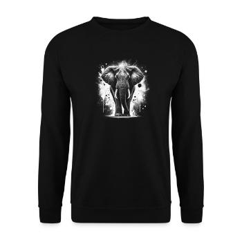 Elephant as a portrait with cool paint splashes - Unisex Sweatshirt - black - Front - Alina (178cm) & Michal (187cm)
