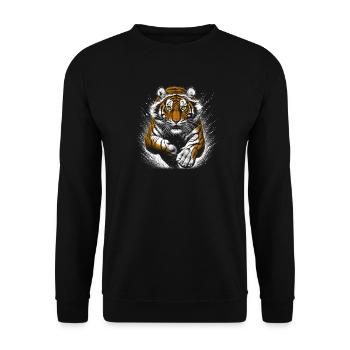 Cool tiger in the jump - Unisex Sweatshirt - black - Front - Alina (178cm) & Michal (187cm)