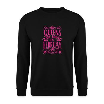 Leap Day Queen 29. Februar Geburtstag - Unisex Pullover - Schwarz - Vorne - Alina (178cm) & Michal (187cm)