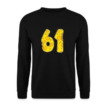 61 years of Lustig Käse - Unisex Sweatshirt - black - Front - Alina (178cm) & Michal (187cm)