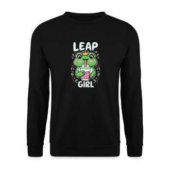 Fille du jour bissextile 29 février anniversaire grenouille bulle - Sweat-shirt Unisexe - noir - Devant - Alina (178cm) & Michal (187cm)