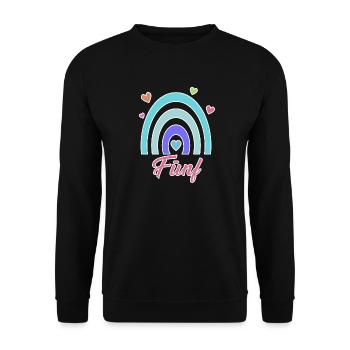 5. Geburtstag Regenbogen Vintage - Unisex Pullover - Schwarz - Vorne - Alina (178cm) & Michal (187cm)