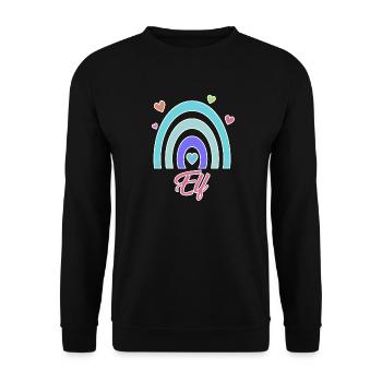 11. Geburtstag Regenbogen Vintage - Unisex Pullover - Schwarz - Vorne - Alina (178cm) & Michal (187cm)