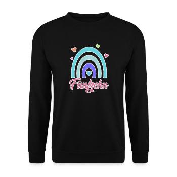 15. Geburtstag Regenbogen Vintage - Unisex Pullover - Schwarz - Vorne - Alina (178cm) & Michal (187cm)
