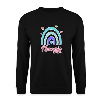 90. Geburtstag Regenbogen Vintage - Unisex Pullover - Schwarz - Vorne - Alina (178cm) & Michal (187cm)