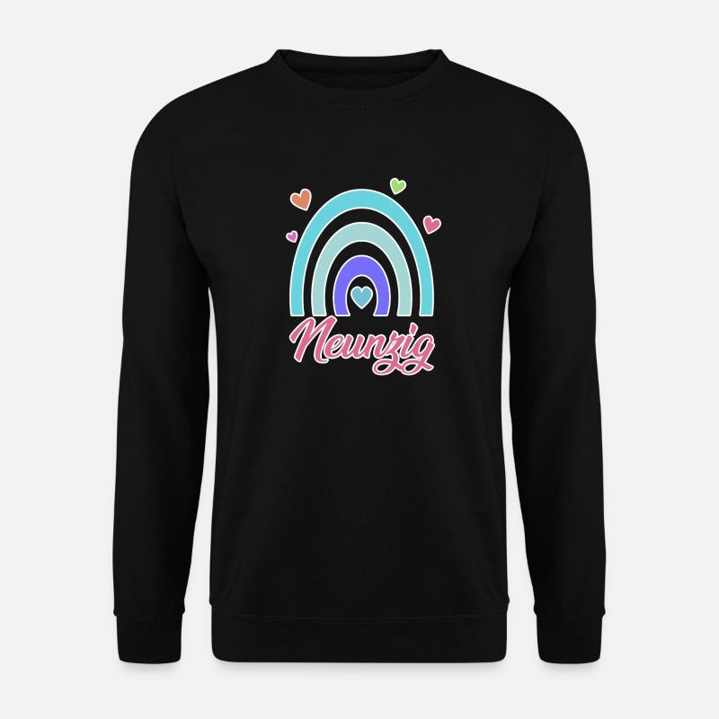 90. Geburtstag Regenbogen Vintage - Unisex Pullover - Schwarz